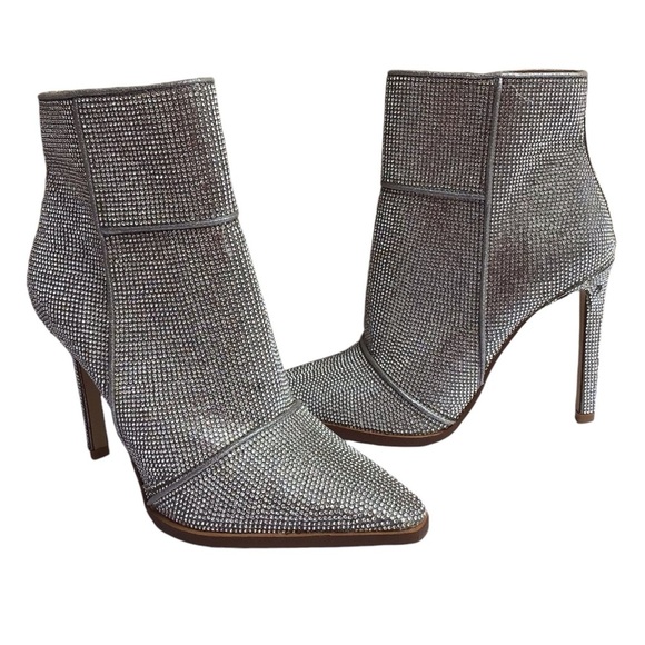 AQUA Women’s Valry Snip Toe Rhinestone Stretch High Heel Booties - Picture 3 of 16